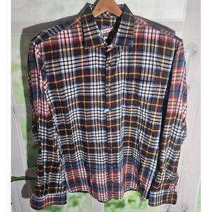 Johnnie-O Flannel Shirt Mens XL Hangin' Out Kemper Laguna Blue Plaid Button Down